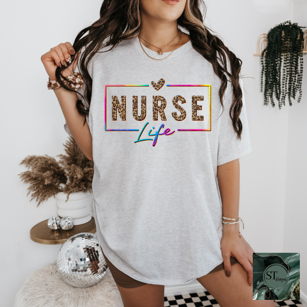 Nurse Life Cheetah print T-Shirt