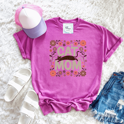 Cat Mom Floral Cat Lover