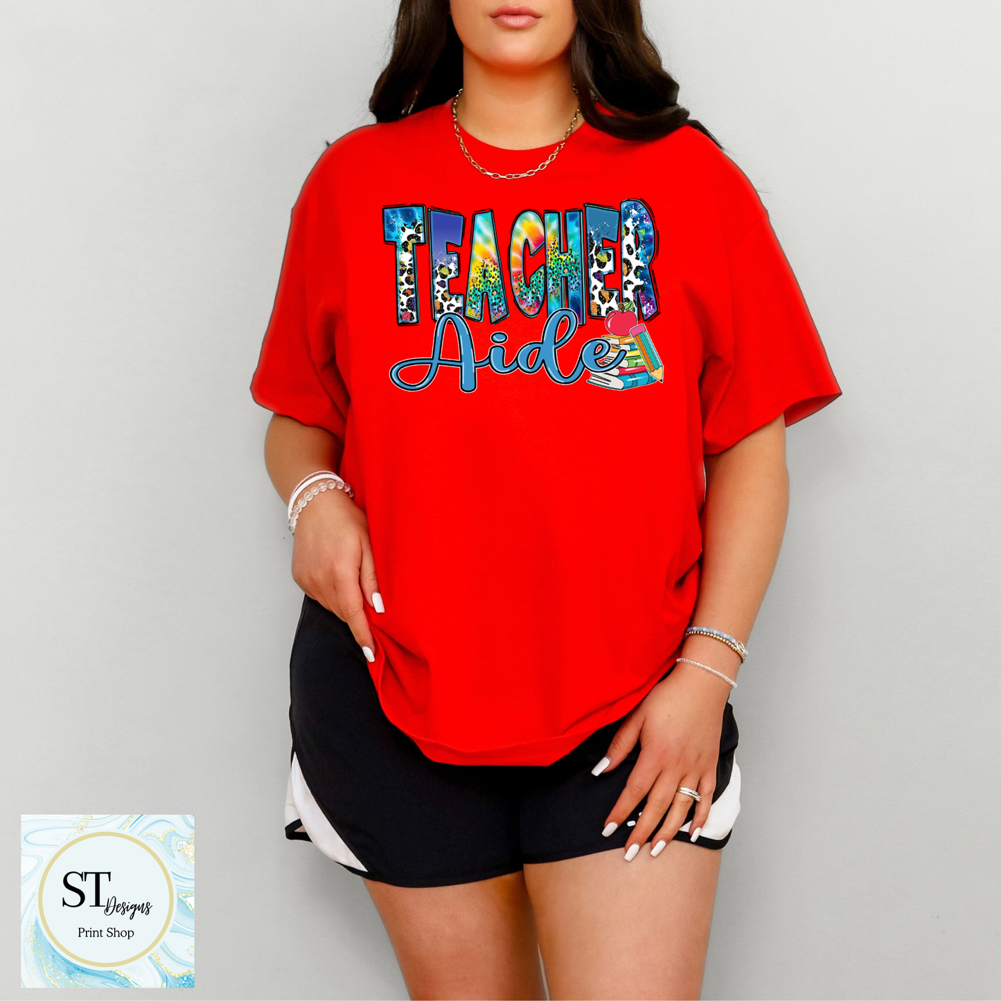 Teacher Aide Graphic T-Shirt | Cute Teacher Assistant Shirt | School Support Staff Tee | Back to School | Unisex S-5XL