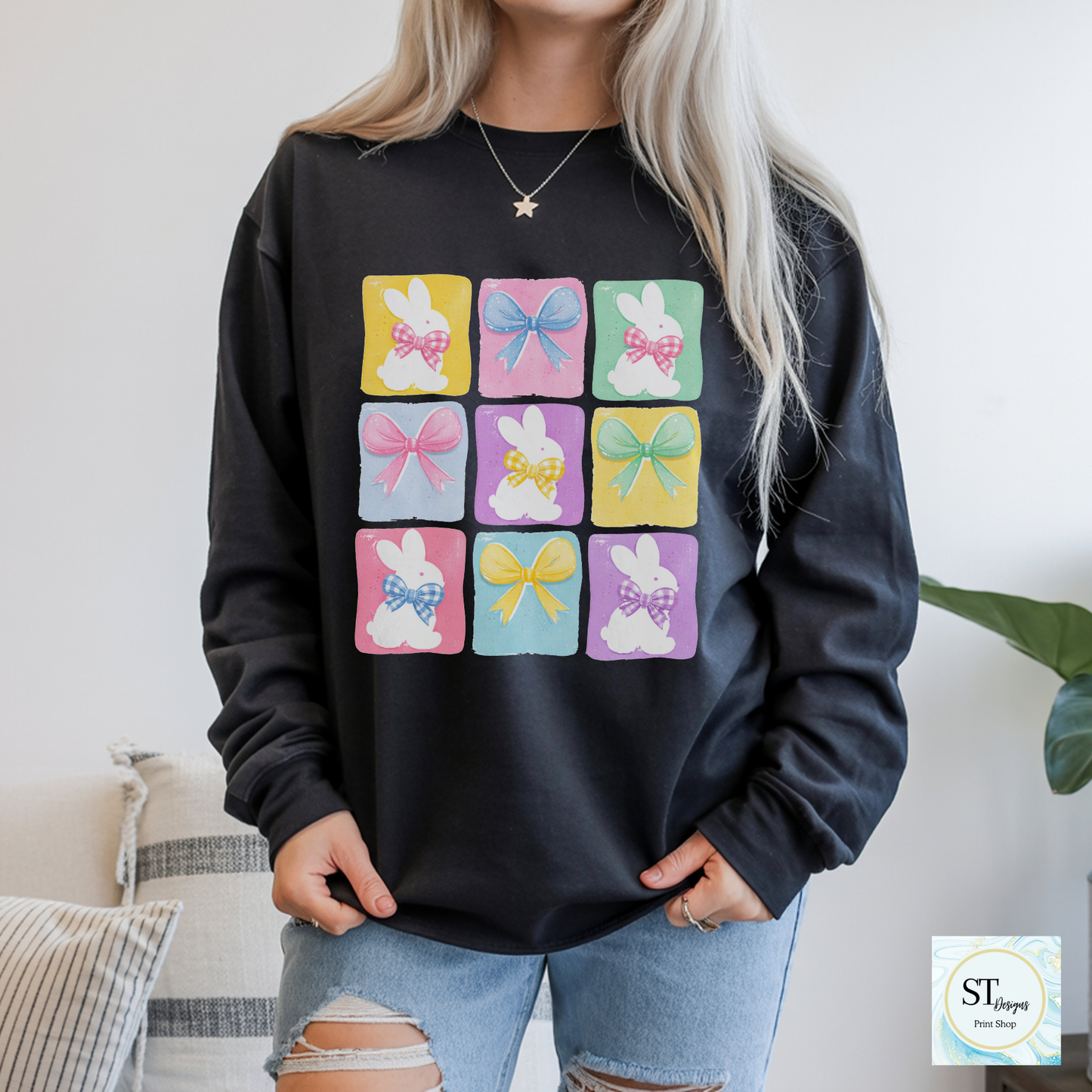 Retro Checkered Easter Bunny