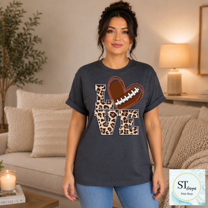 Leopard Glitter Print LOVE Football