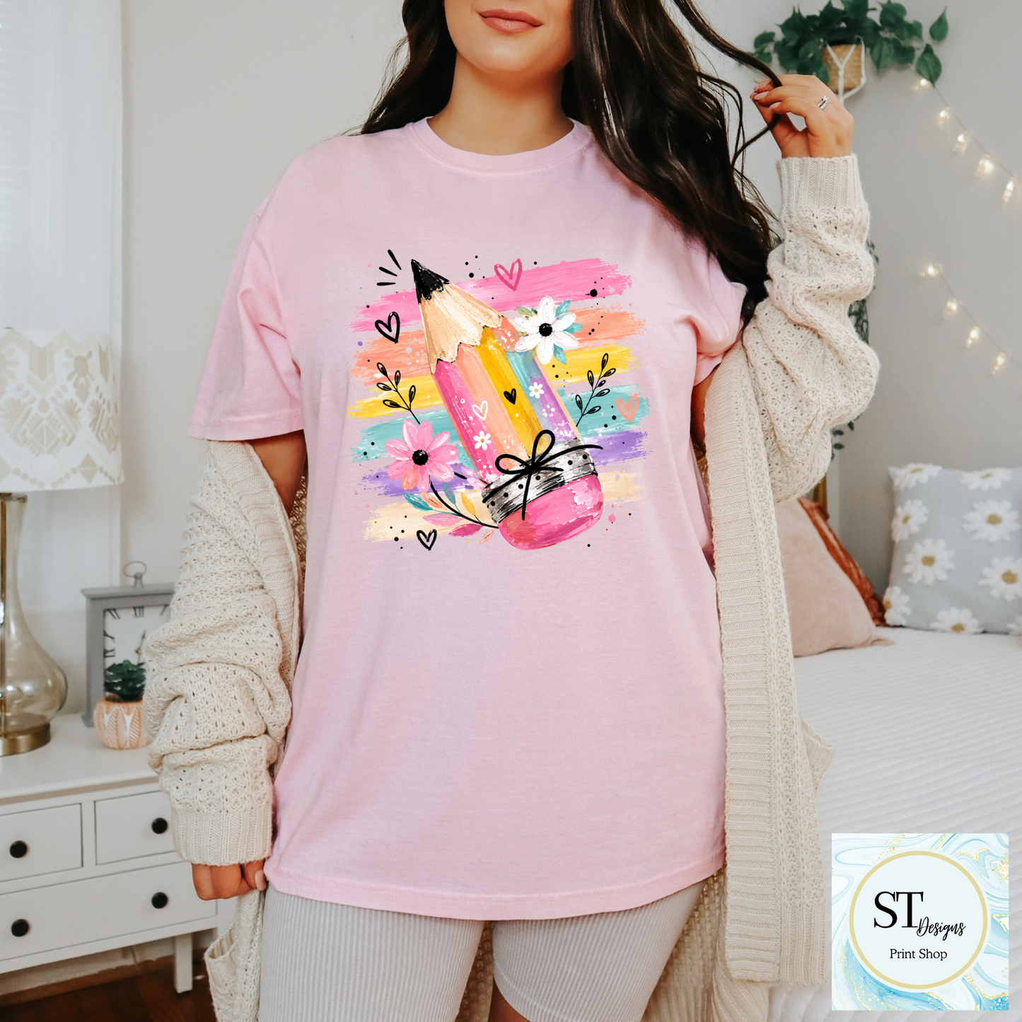 Colorful Pencil Teacher Shirt | Cute Back to School Graphic Tee | Teacher Appreciation Gift | Classroom T-Shirt