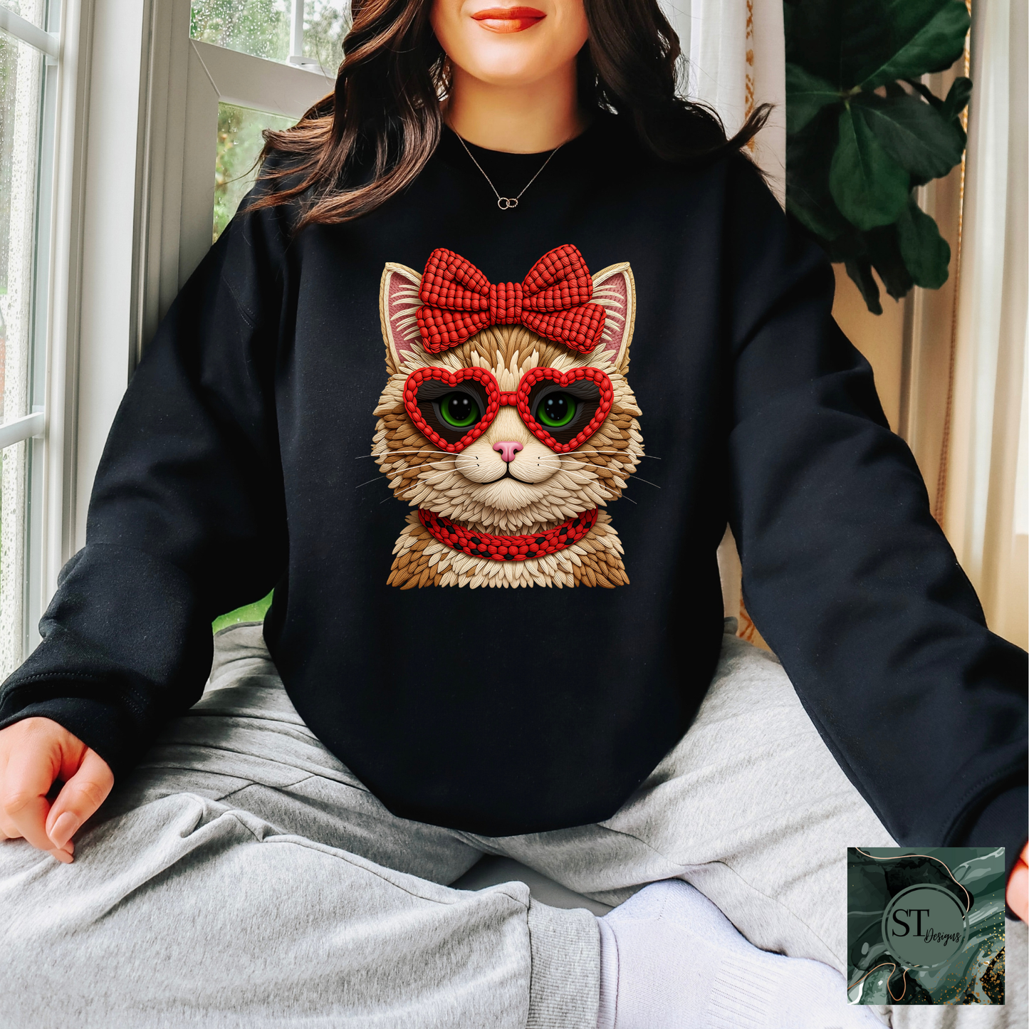 Faux Yarn Valentines Cat