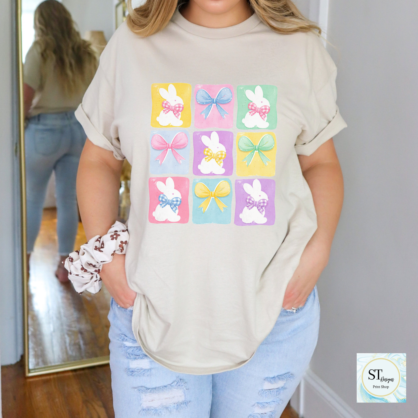 Retro Checkered Easter Bunny