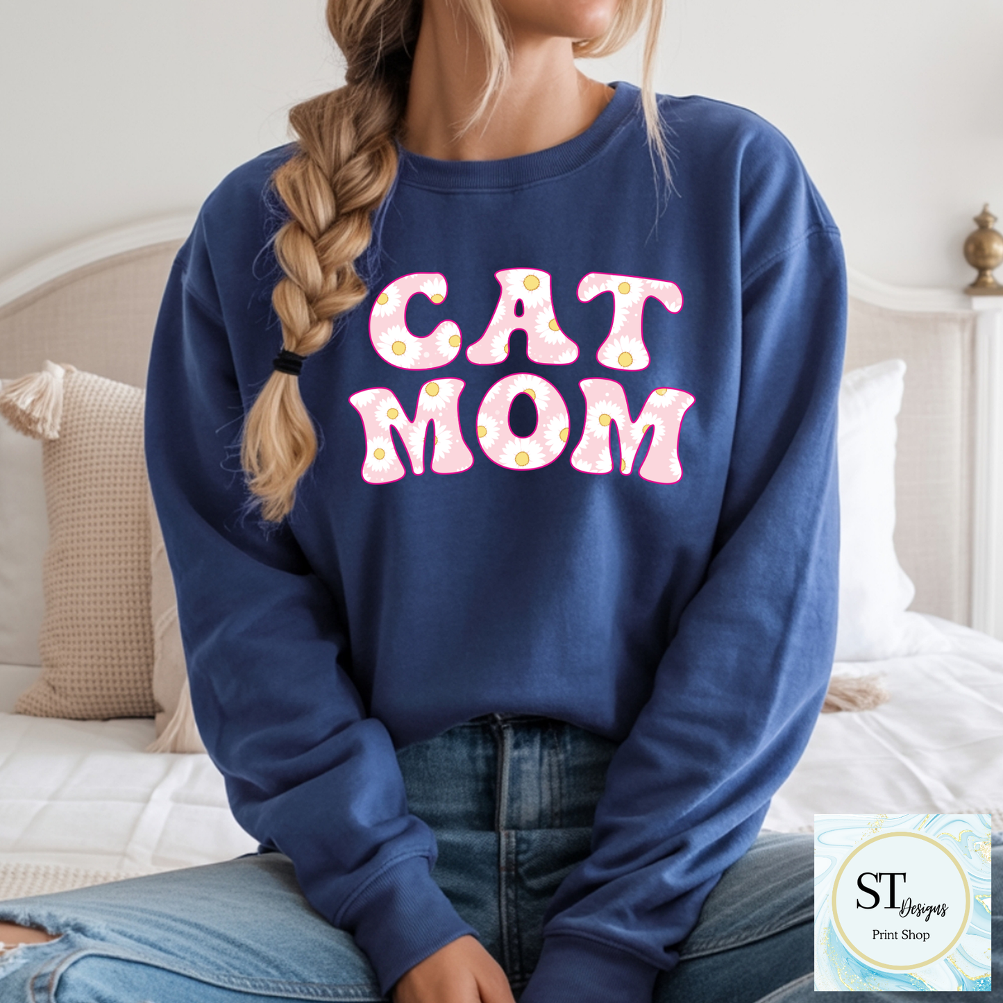 Pink Daisy Cat Mom