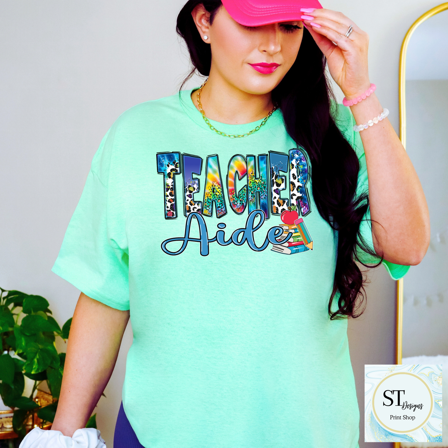 Teacher Aide Graphic T-Shirt | Cute Teacher Assistant Shirt | School Support Staff Tee | Back to School | Unisex S-5XL