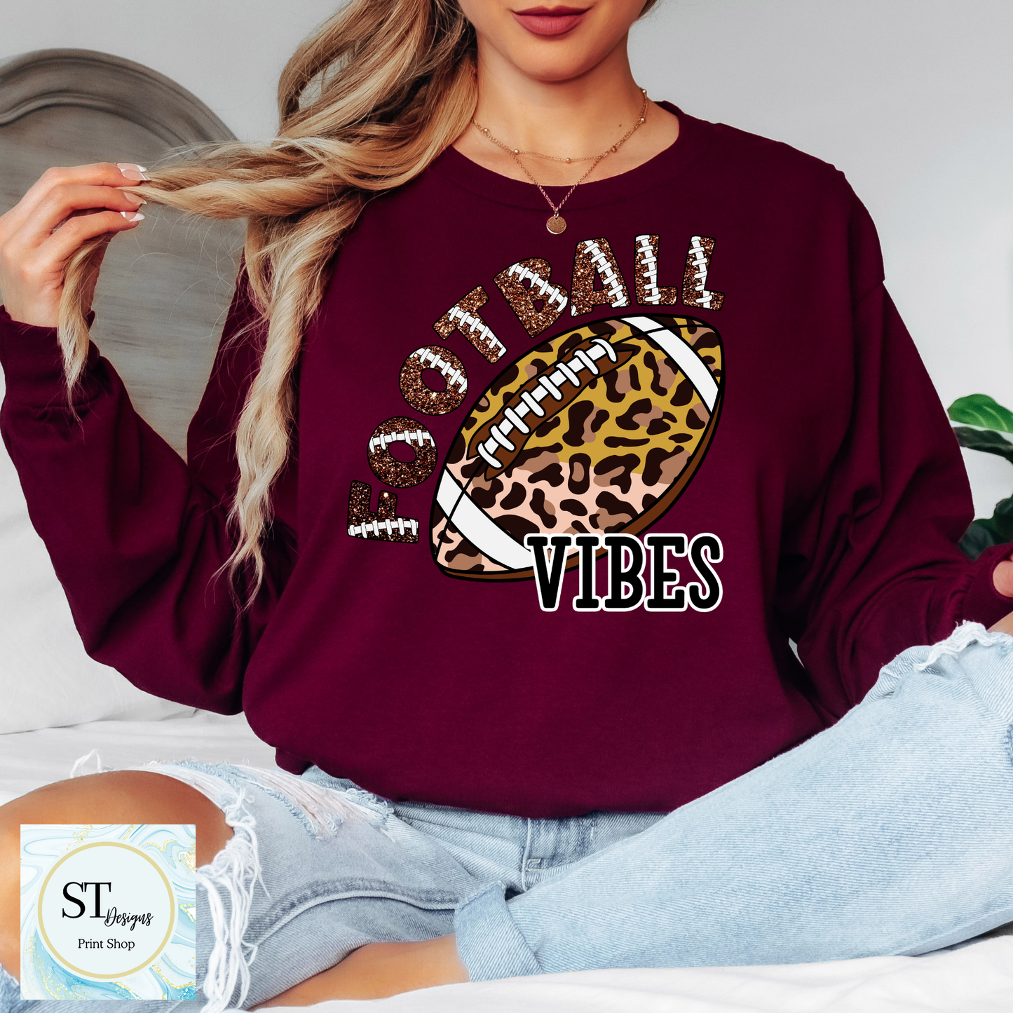Cheetah Glitter Football Vibes