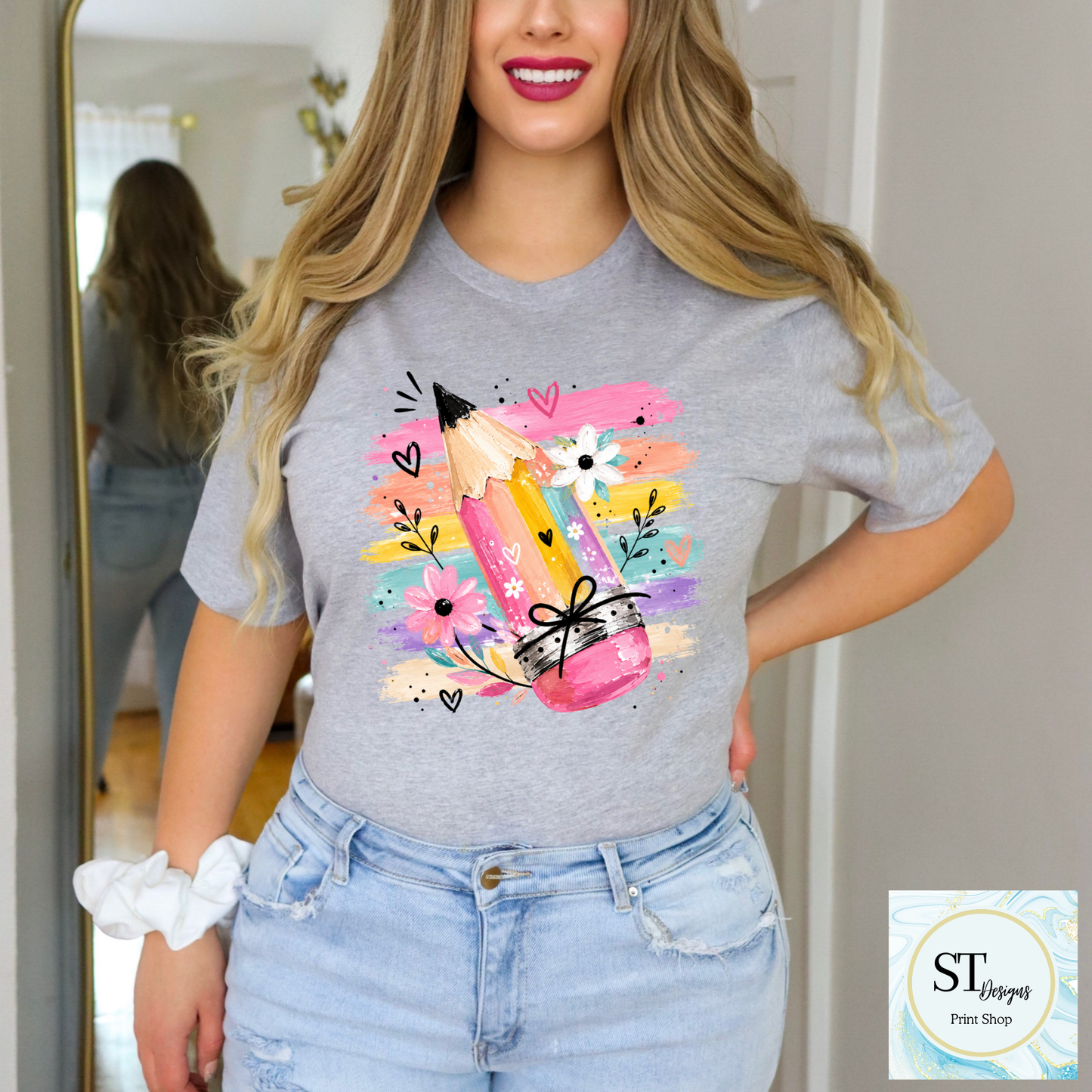 Colorful Pencil Teacher Shirt | Cute Back to School Graphic Tee | Teacher Appreciation Gift | Classroom T-Shirt