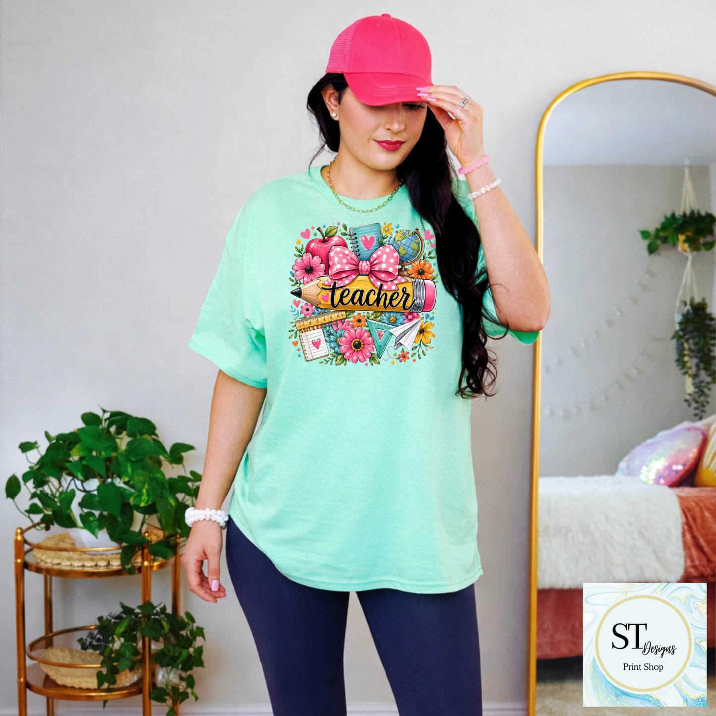 Cute Teacher Graphic T-Shirt | Pencil & Floral Teacher Shirt | Back to School Teacher Tee | Teacher Appreciation Gift | Unisex S-5XL
