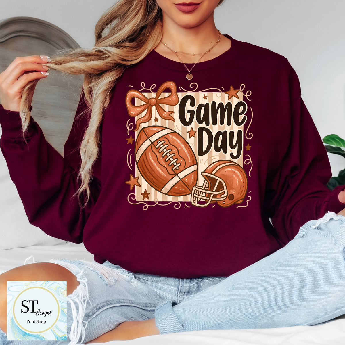Game Day Football Preppy Bow