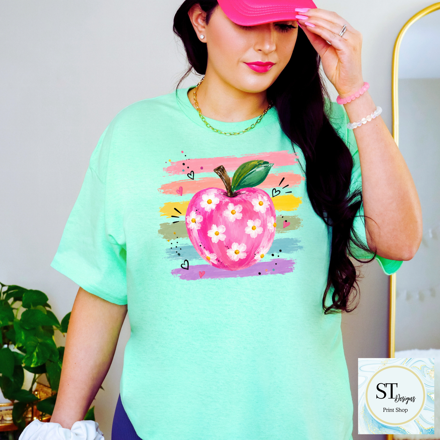 Preppy Teacher Watercolor Apple