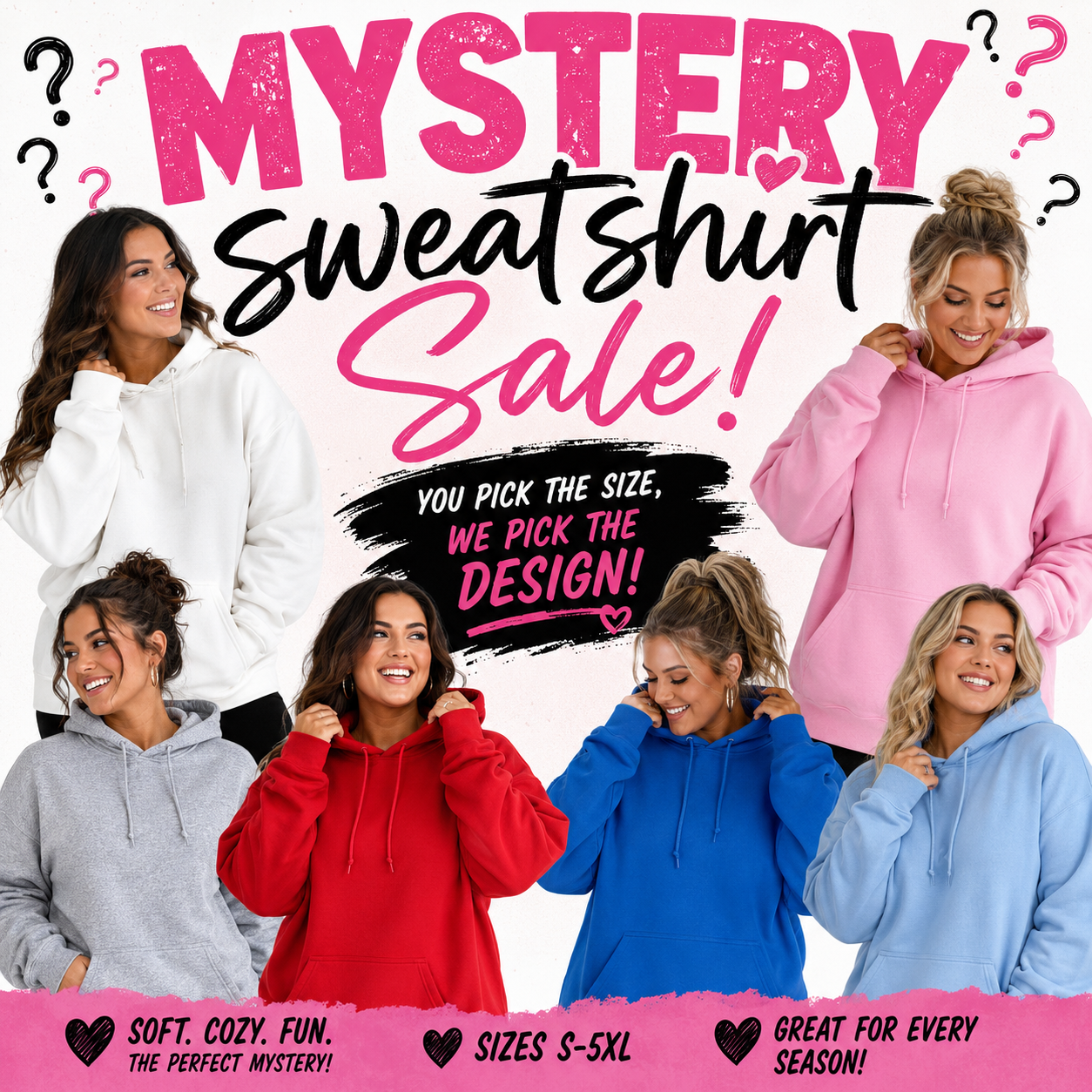 Mystery Hoodie | Graphic Sweatshirt Surprise | Women's Hoodies S-5XL | ST Designs
