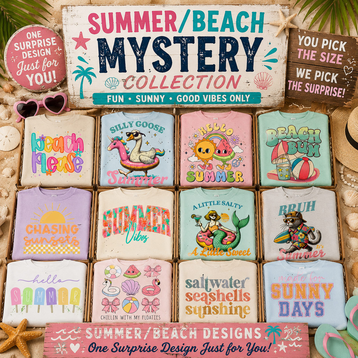 Summer & Beach Mystery Graphic Collection | You Pick the Size, We Pick the Surprise