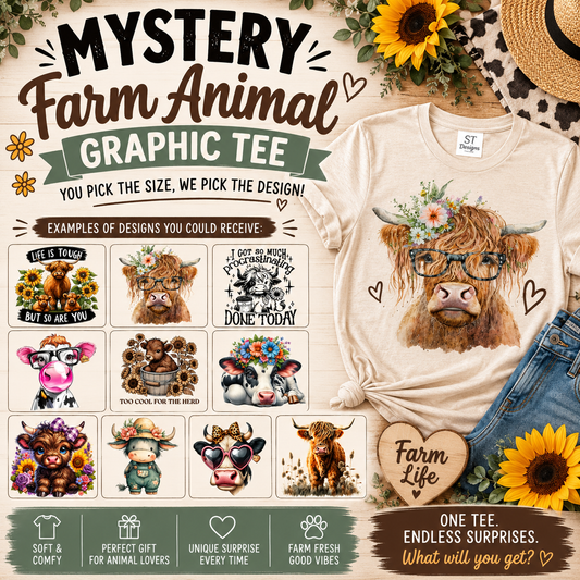 Mystery Farm Animal Graphic Tee | You Pick the Size, We Pick the Design