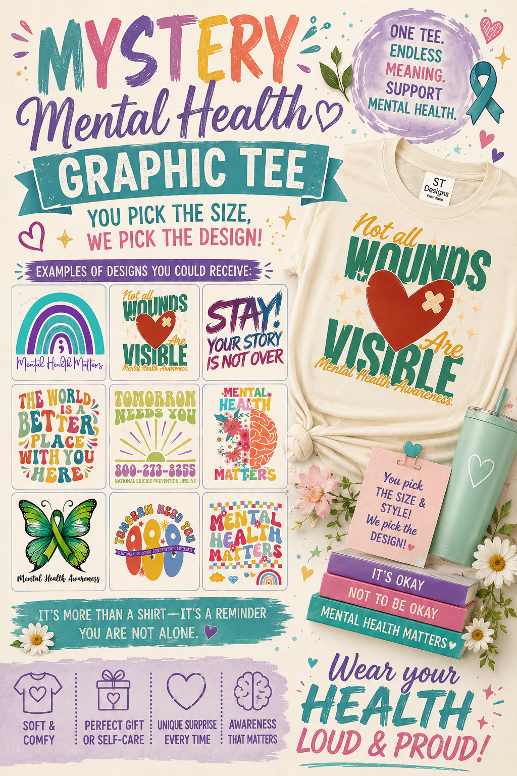 Mental Health Mystery Graphic Collection | You Pick the Size, We Pick the Surprise