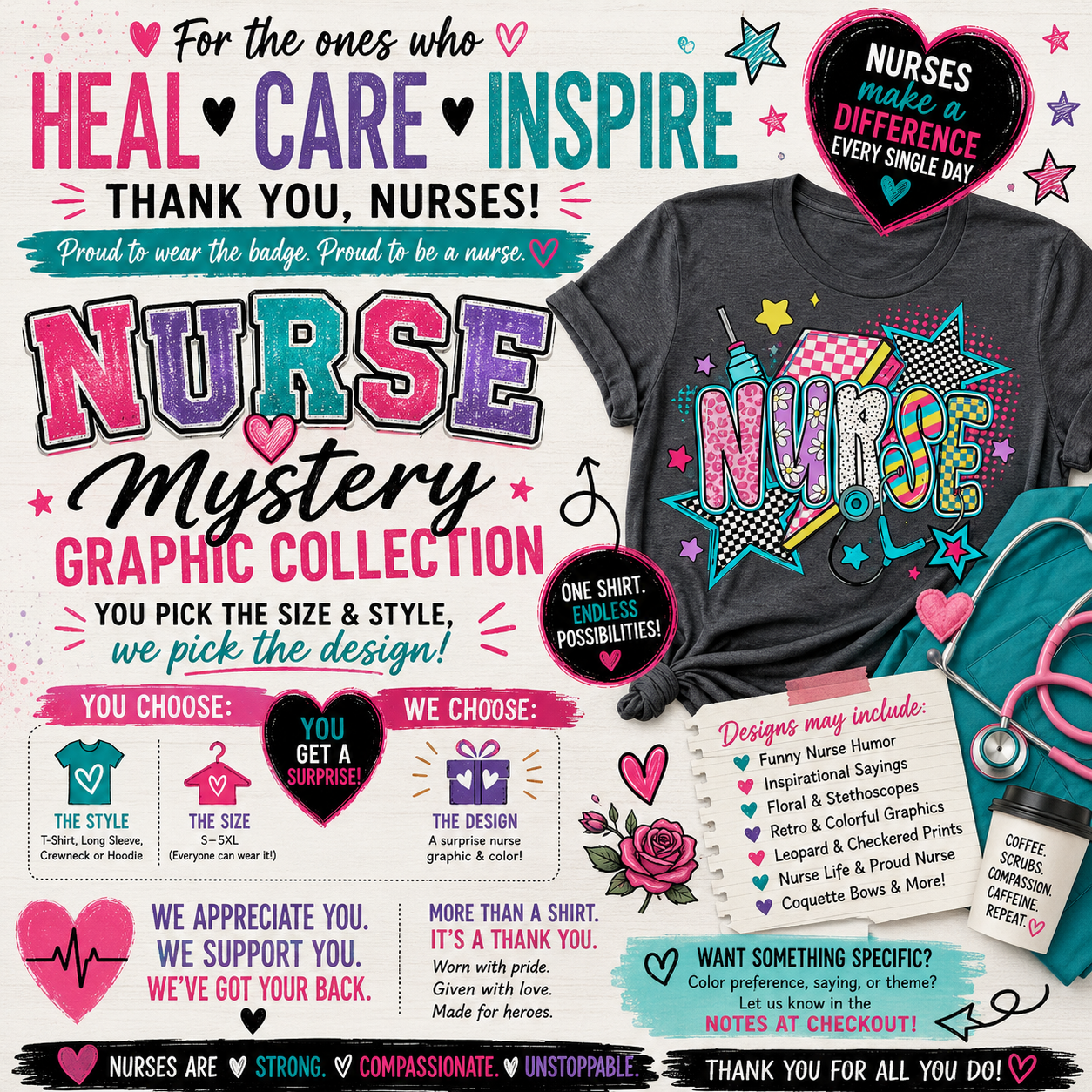 Nurse Mystery Graphic Collection | You Pick the Size, We Pick the Surprise