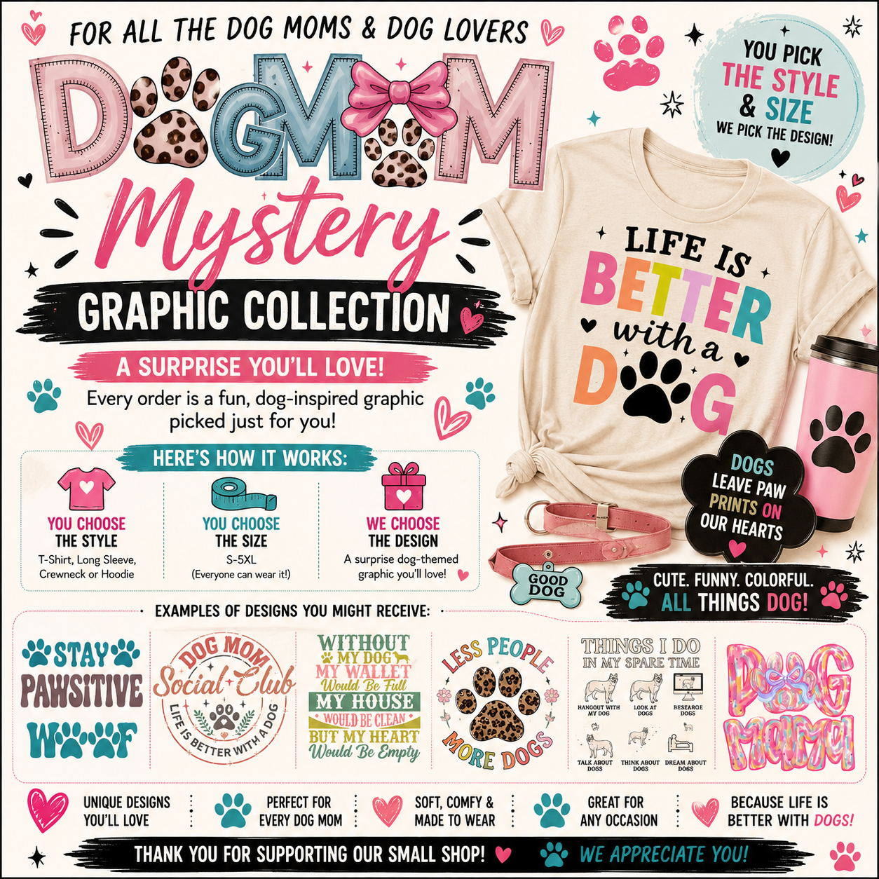 Mystery Dog Lover Graphic T-Shirt Surprise Dog Mom Tee