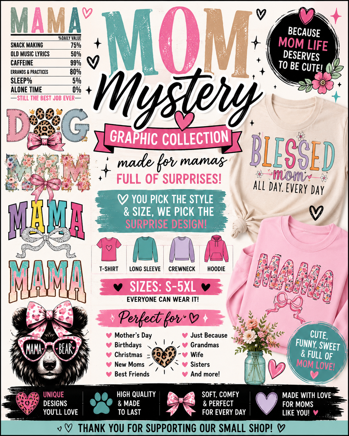 Mom Mystery Graphic Collection | Surprise Mama Graphic Shirt