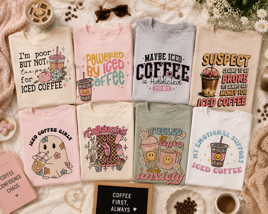 Iced Coffee Mystery Apparel Coffee Lover Graphic Tee, Hoodie & Crewneck Surprise