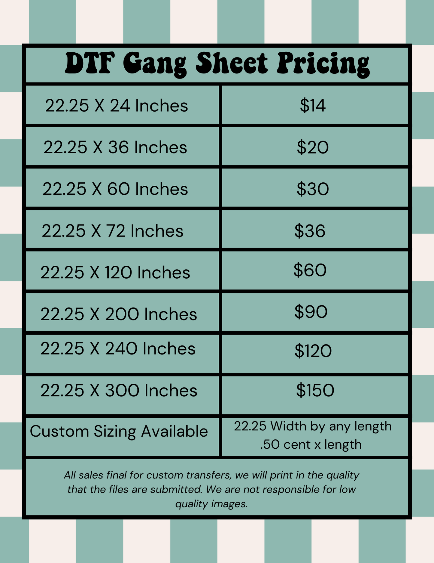 Custom Ready to Press DTF Gang Sheet