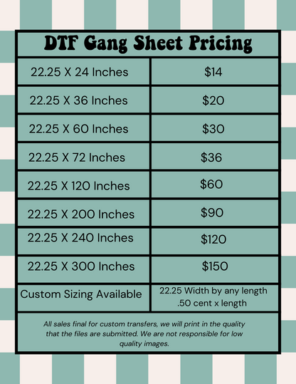 Custom Ready to Press DTF Gang Sheet
