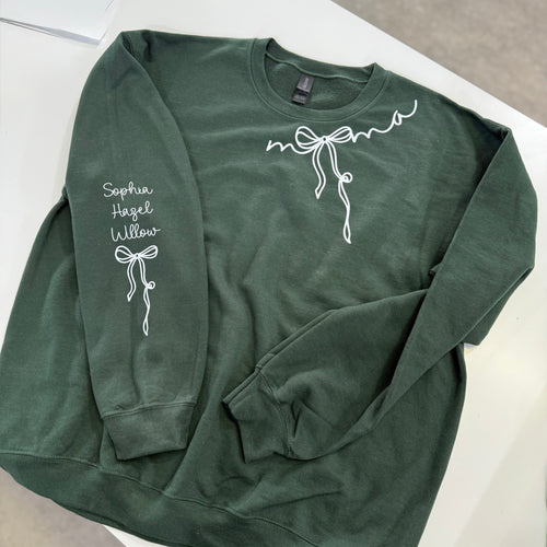 Mama Bow with Names Sweatshirt or Longsleeve Unisex Fit