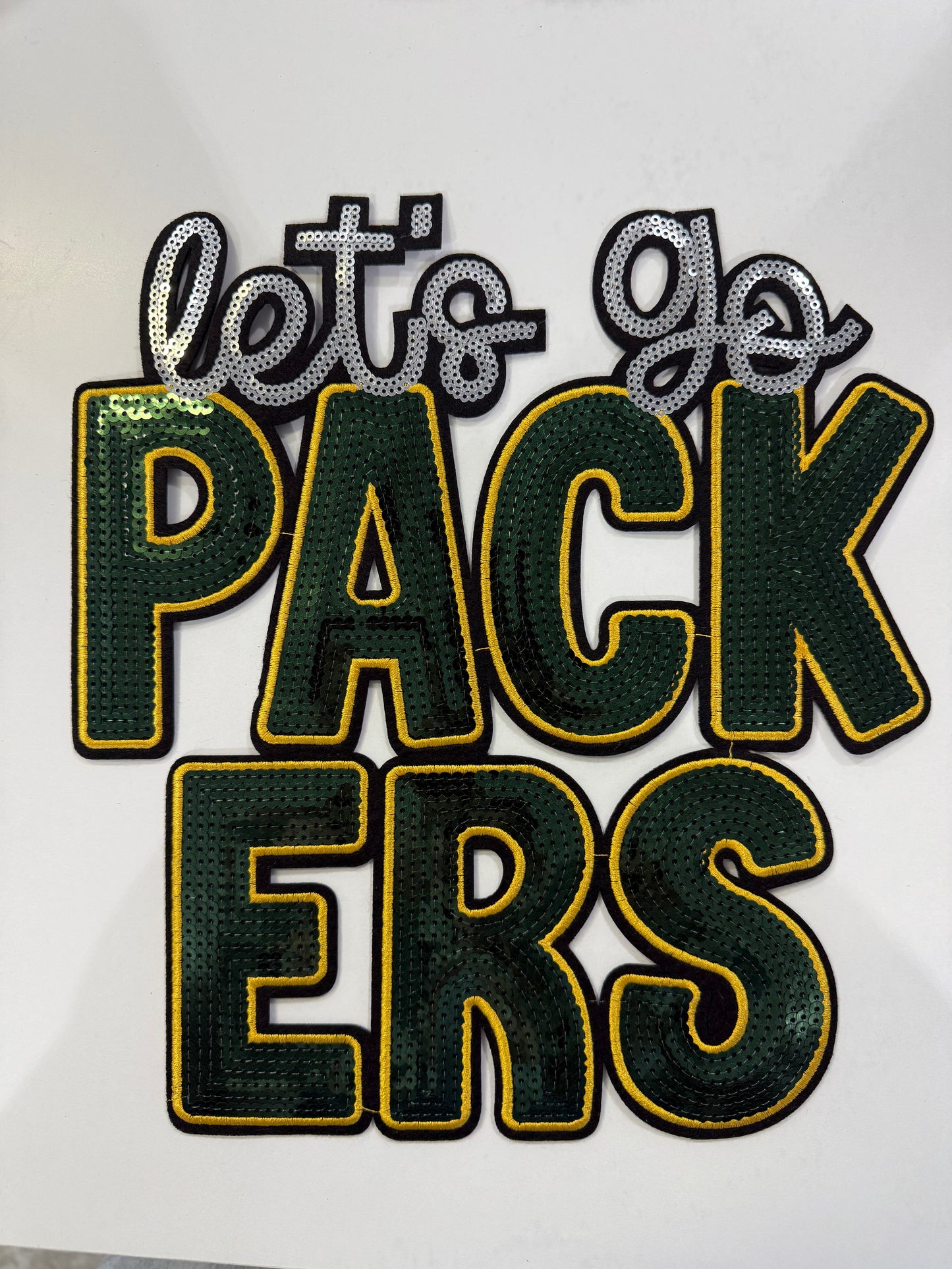 Sequin Green and Gold Iron on Patch
