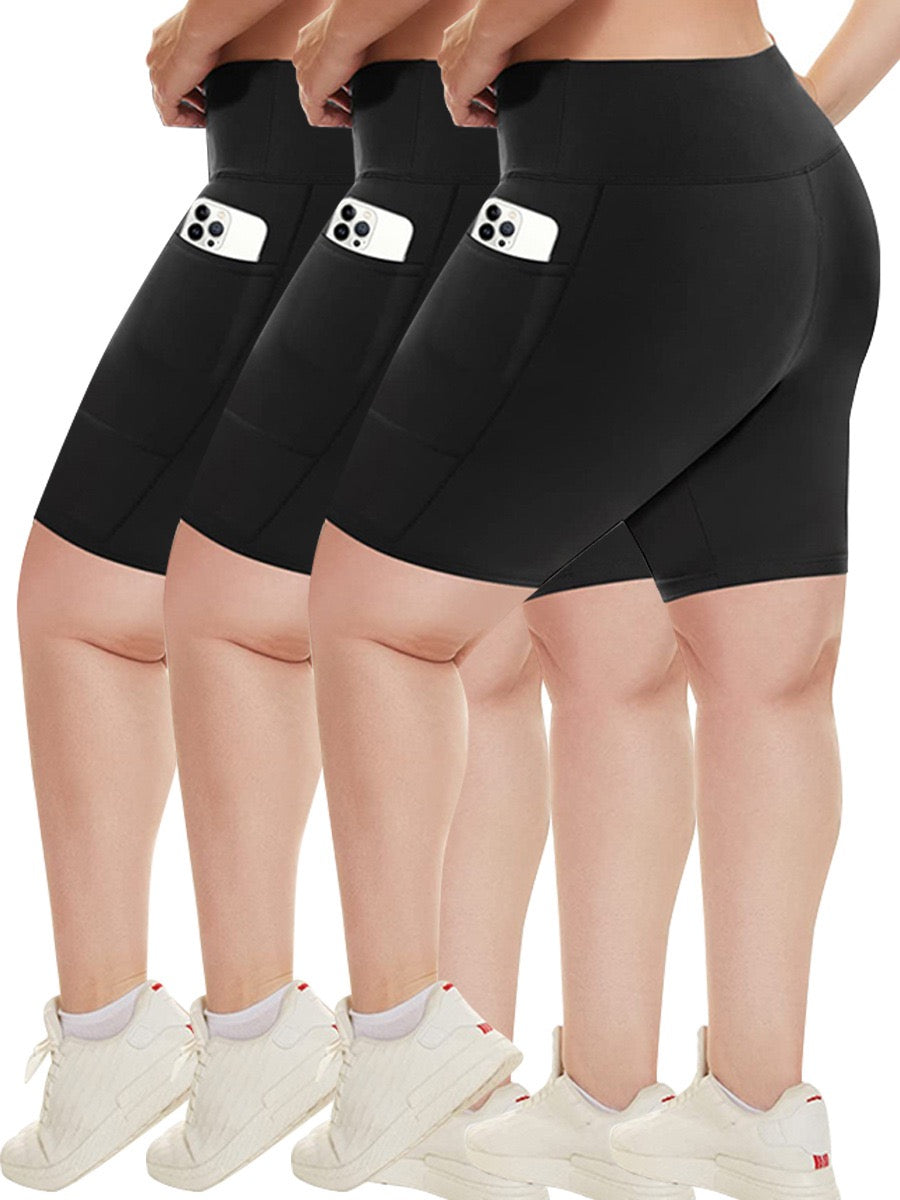 Plus Size Buttery Soft Biker Shorts 3 PACK