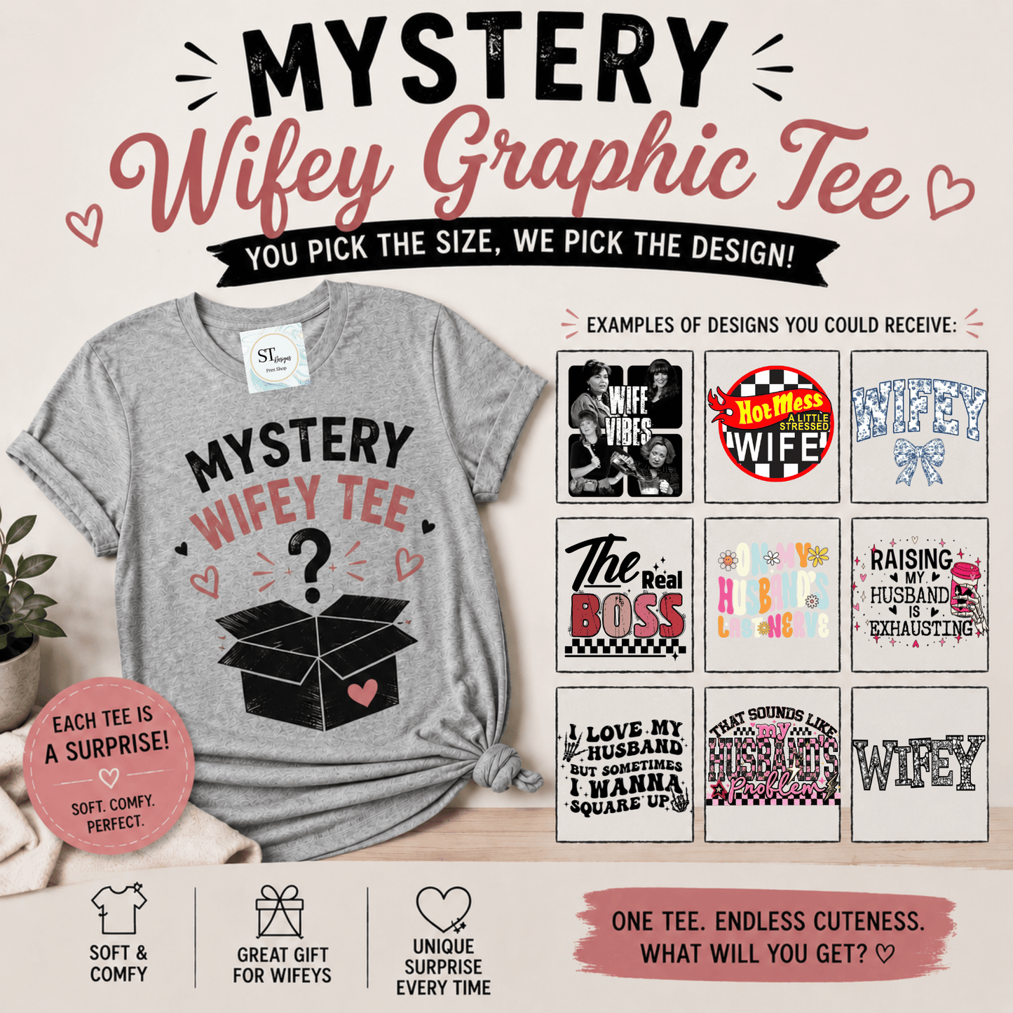 Mystery Wifey Graphic Tee Surprise Cute Wife Shirt