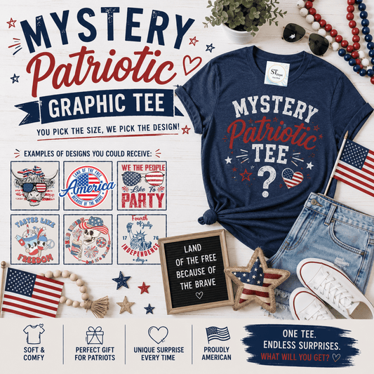 Mystery Patriotic Graphic Tee Surprise American Shirt
