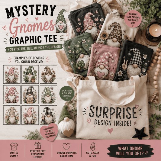 Mystery Gnome Graphic T-Shirt Surprise Cottagecore Tee