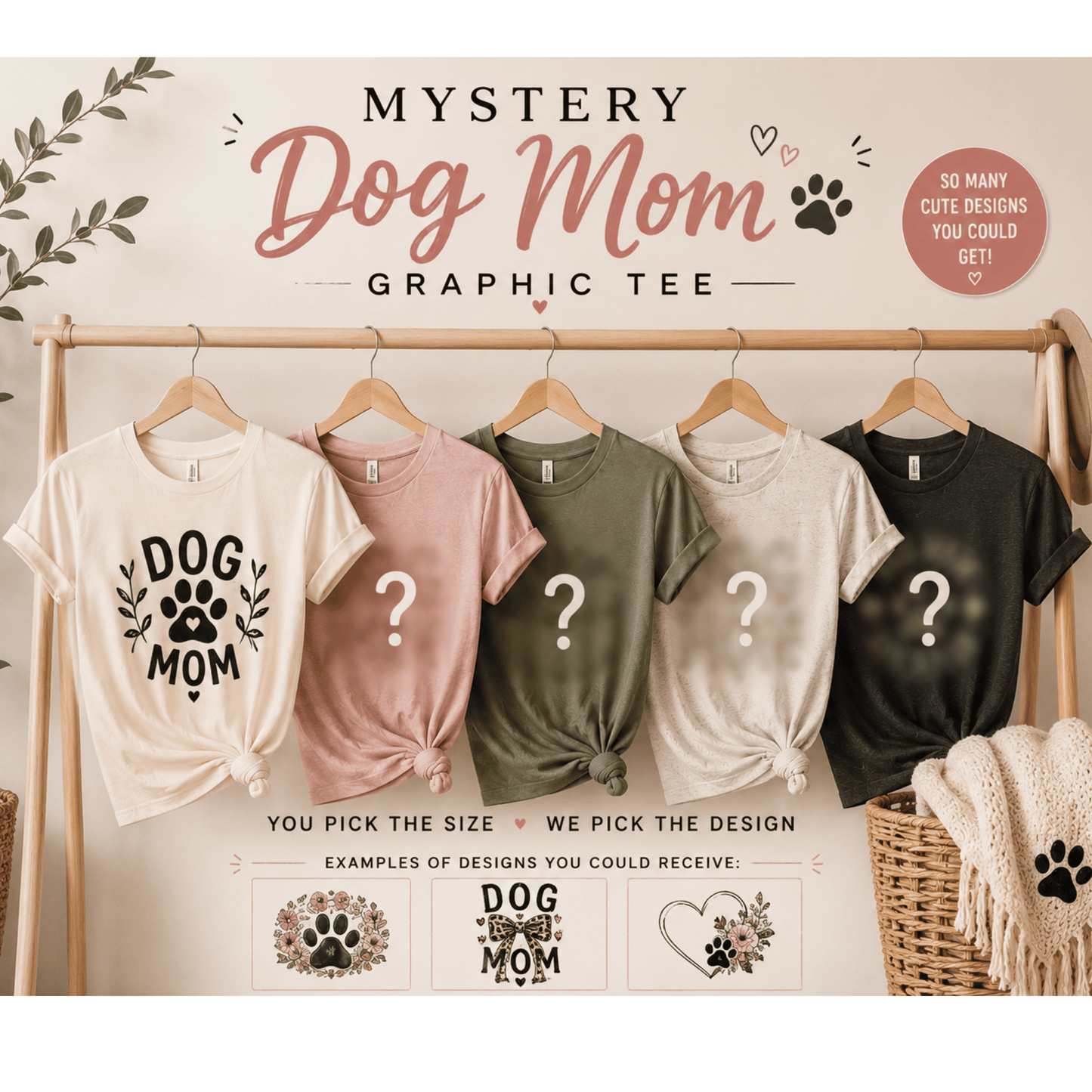 Mystery Dog Lover Graphic T-Shirt Surprise Dog Mom Tee
