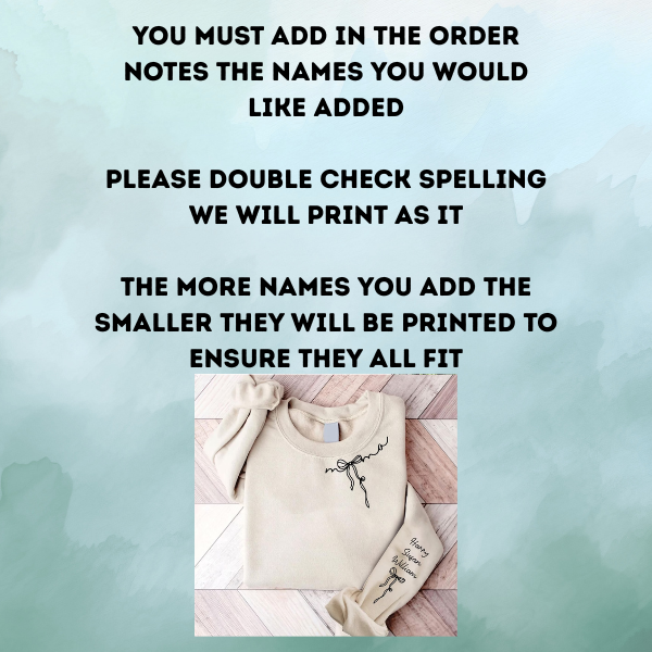 Mama Bow with Names Sweatshirt or Longsleeve Unisex Fit