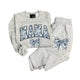 Blue Floral Custom Name Bow Sweatshirt or Joggers