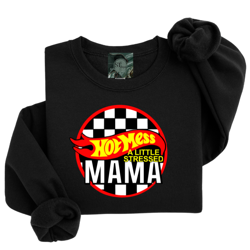 Hot Mess Collection Black Sweatshirt or T-Shirt - Unisex Fit, Soft Fleece Inside, Casual Comfort - Womenswear, Pullover