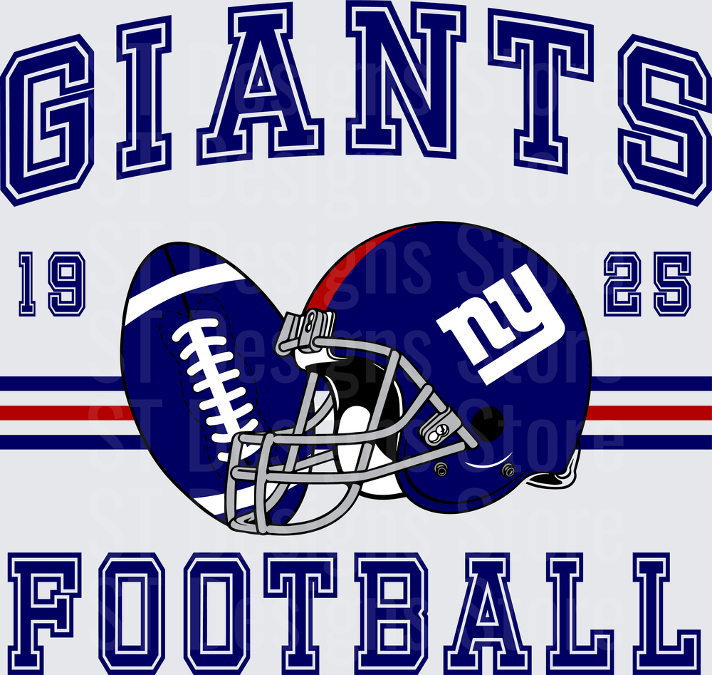New York Giants Football 1925 Retro Helmet and Football Graphic DTF Transfer