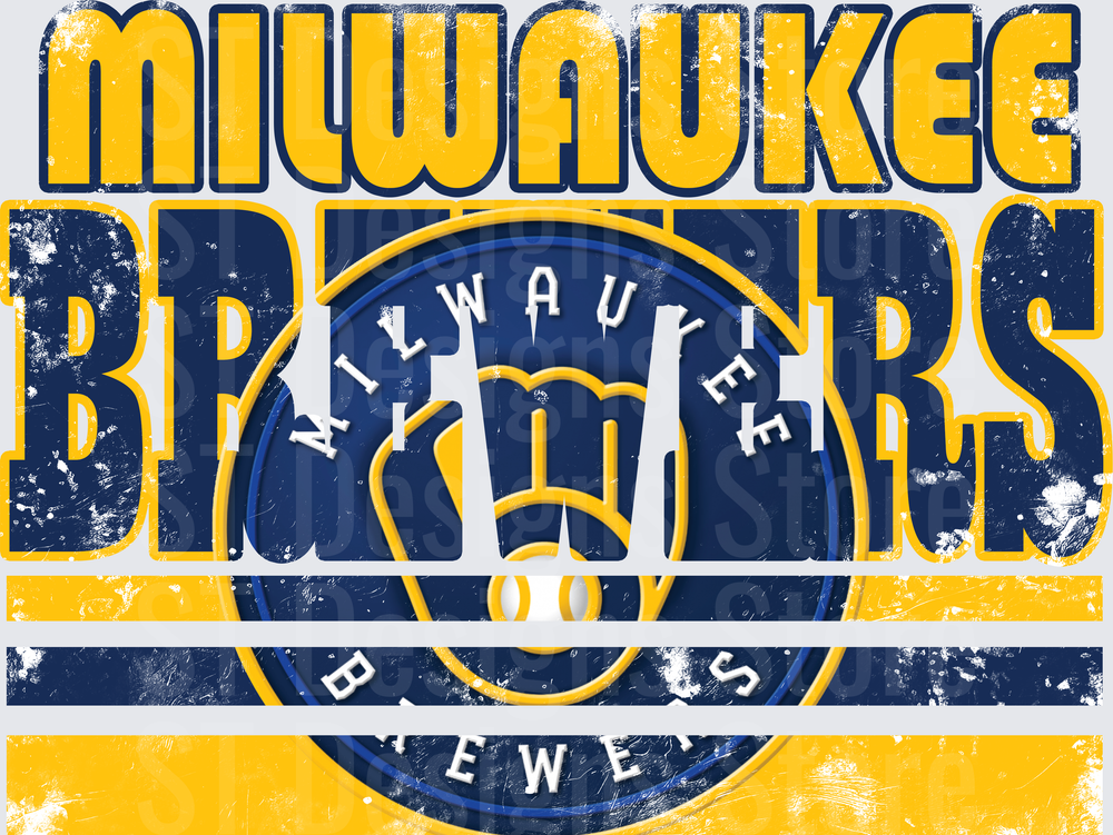 Milwaukee Brewers Distressed Vintage Bold Text Logo Design DTF Transfer