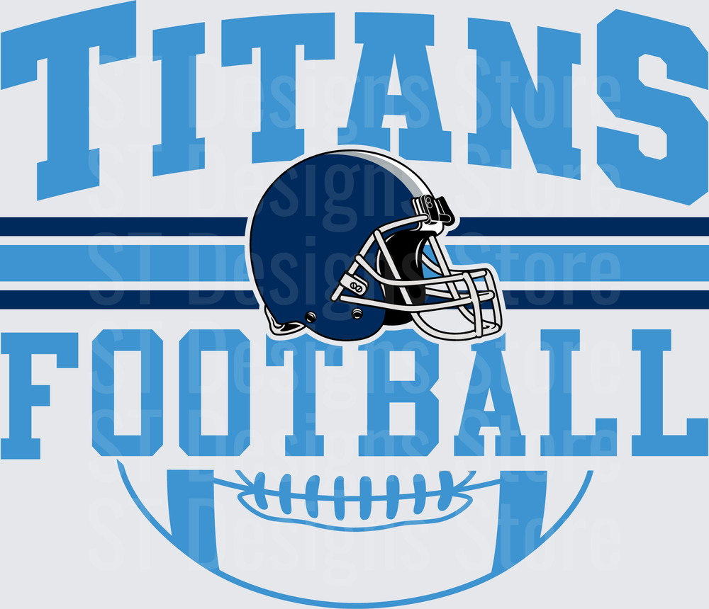 Titans Football Helmet Stripes Varsity Arch Light Blue Navy Spirit DTF Transfer