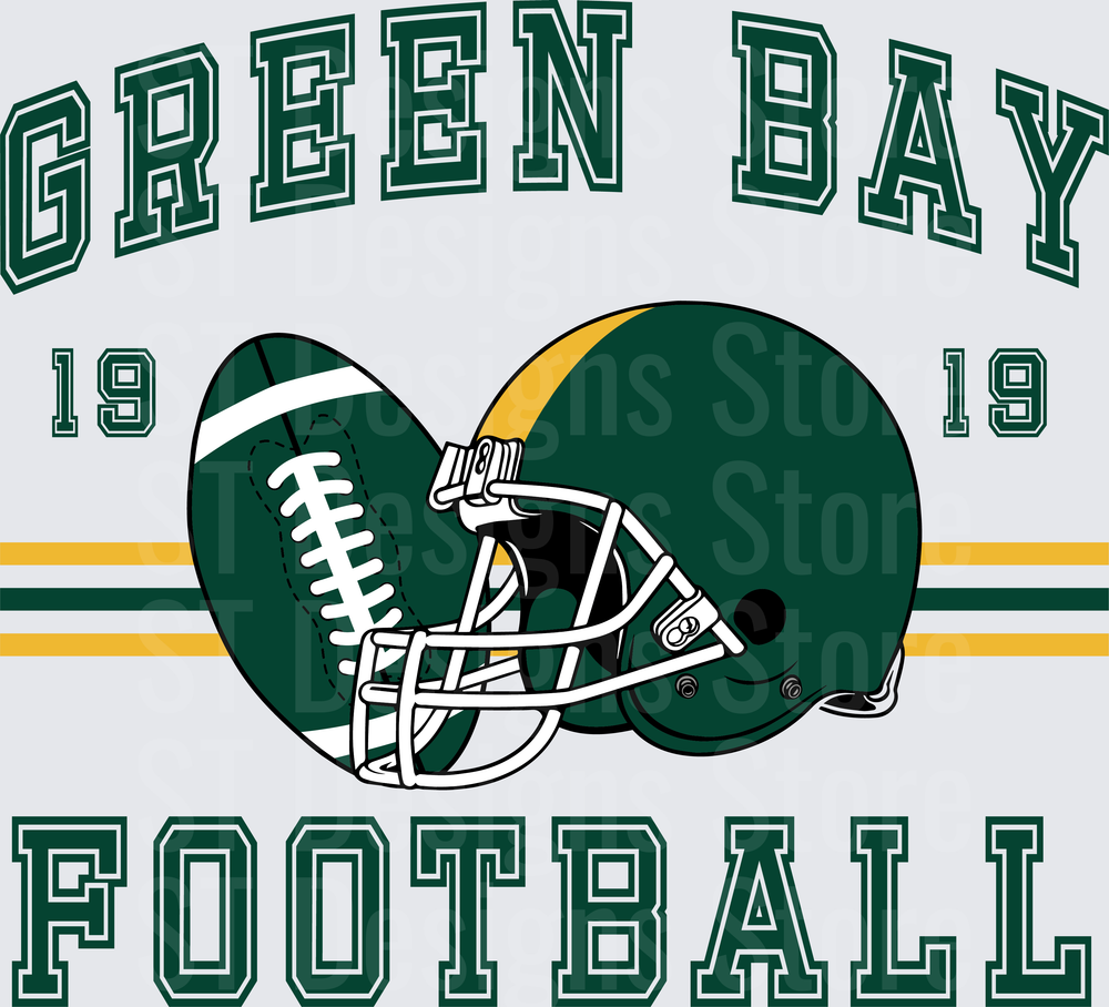 Green Bay Football 1919 Vintage Helmet and Football Graphic DTF Transfer