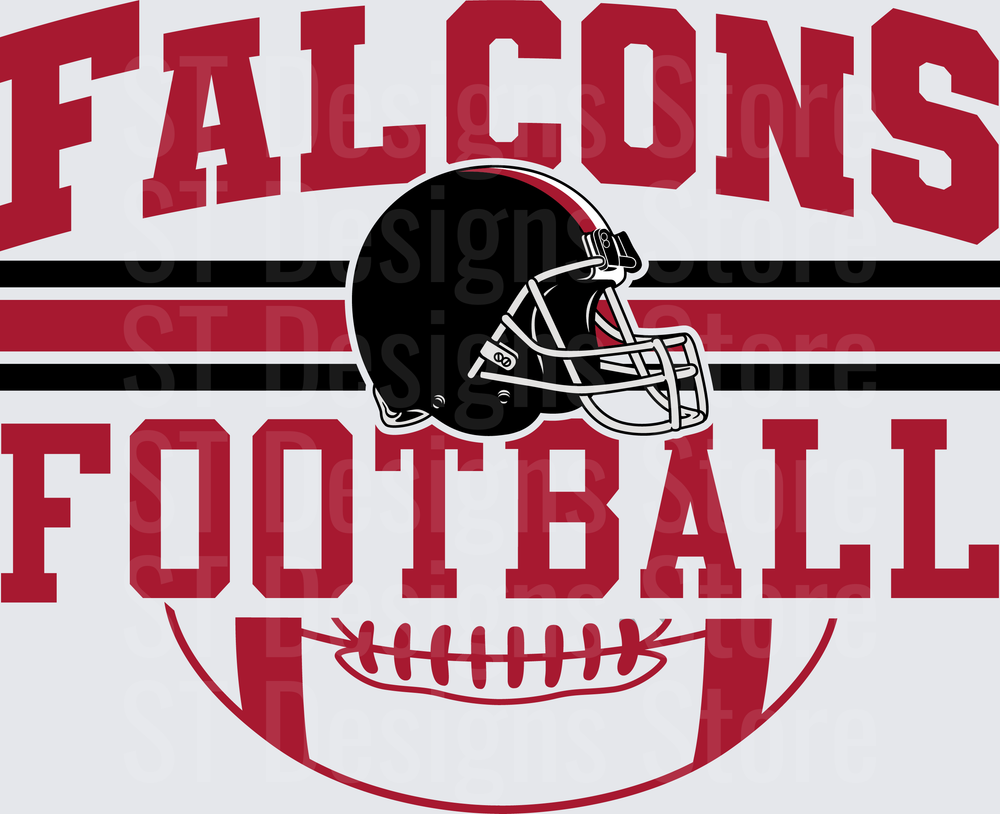 Falcons Football Helmet Stripe Graphic Bold Crimson and Black Team Spirit Design DTF Transfer