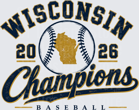 Wisconsin 2026 Baseball Champions Vintage Crest