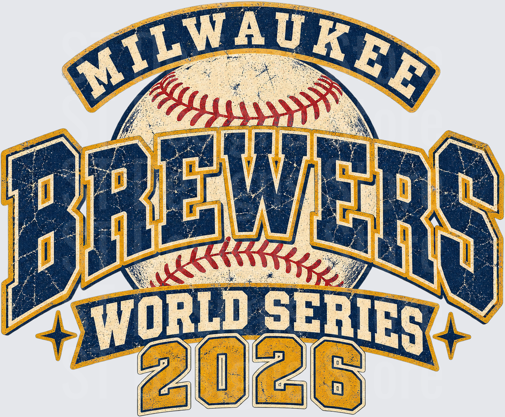 Milwaukee Brewers World Series 2026 Vintage Distressed Baseball Graphic DTF Transfer