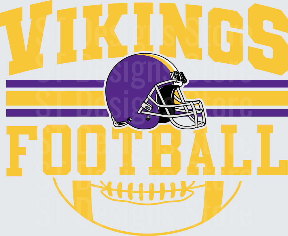 Vikings Football Purple and Gold Helmet Striped Retro Arch DTF Transfer