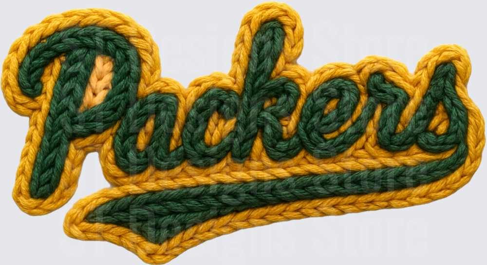 Green Bay Packers Yarn Knit Script Wordmark Logo