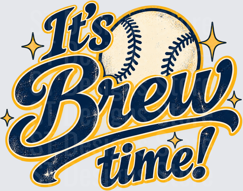 Vintage Baseball Brew Time Logo