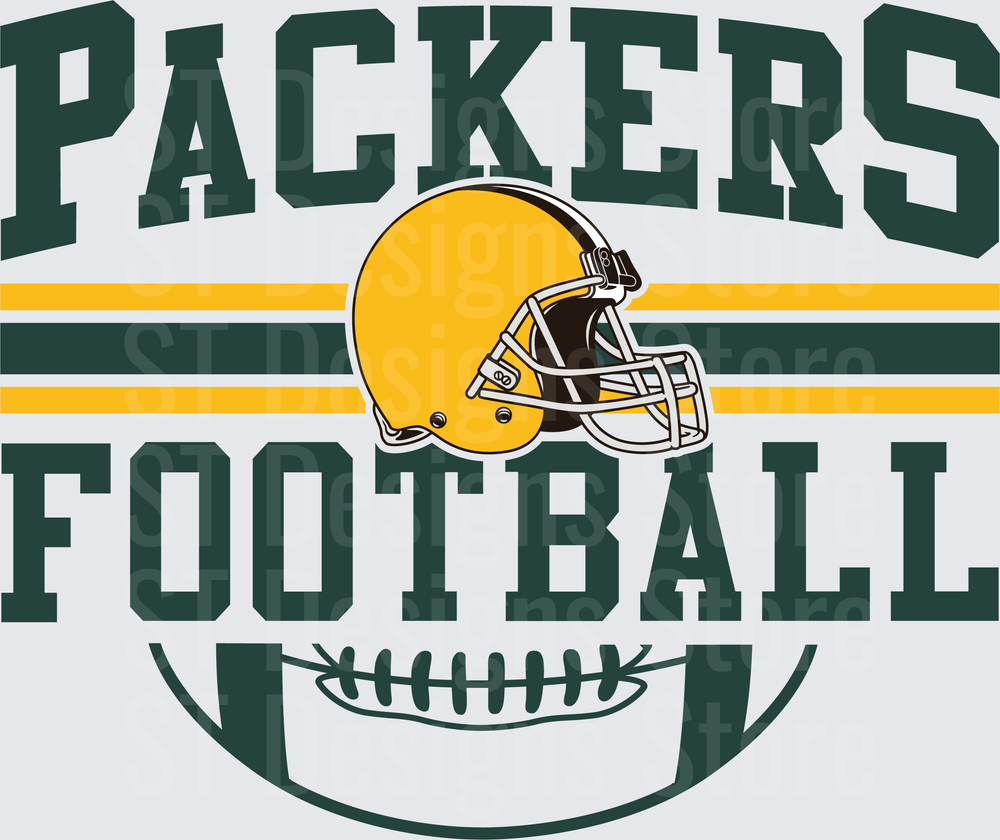 Packers Football Arched Text Green Bay Helmet Stripe Graphic DTF Transfer