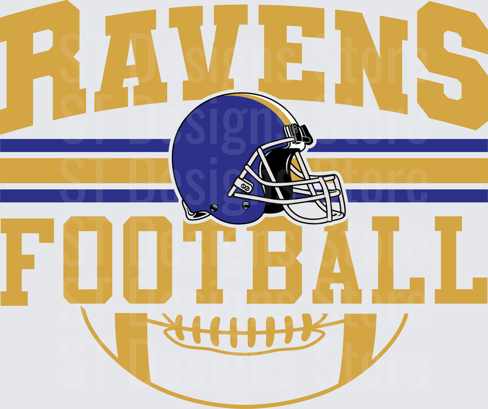 Ravens Football Blue and Gold Helmet Stripe Graphic DTF Transfer